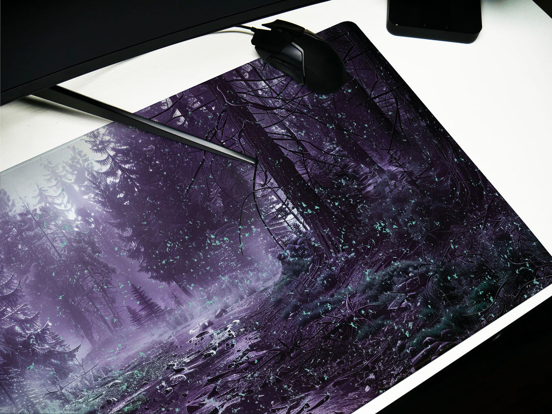 Mystic Canopy, Desk Pad, Ethereal Forest Scene, Enchanting Workspace, Extended Gaming Mat