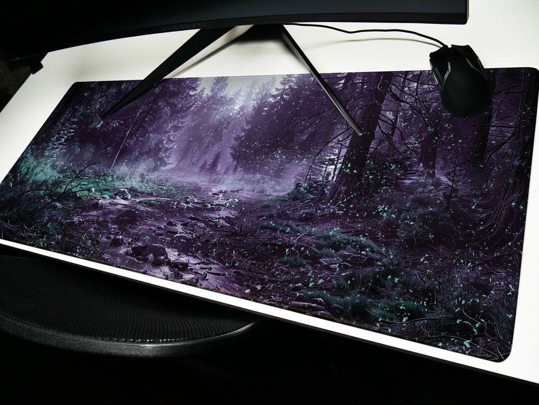 Mystic Canopy, Desk Pad, Ethereal Forest Scene, Enchanting Workspace, Extended Gaming Mat