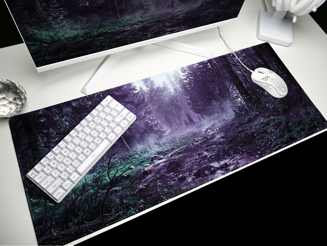 Mystic Canopy, Desk Pad, Ethereal Forest Scene, Enchanting Workspace, Extended Gaming Mat
