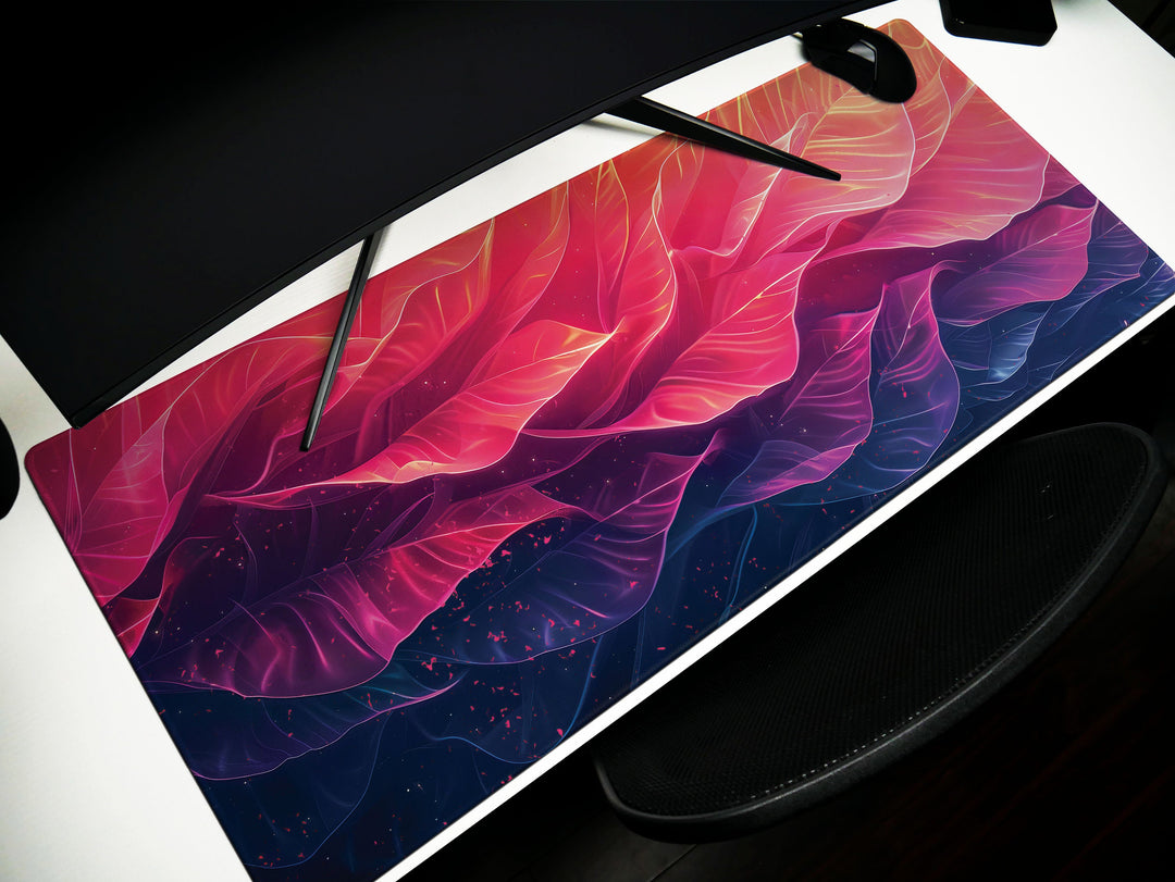 Crimson Surge, Desk Pad, Dynamic Fluid Motion, Vibrant Office Decor, Artistic Desk Enhancer