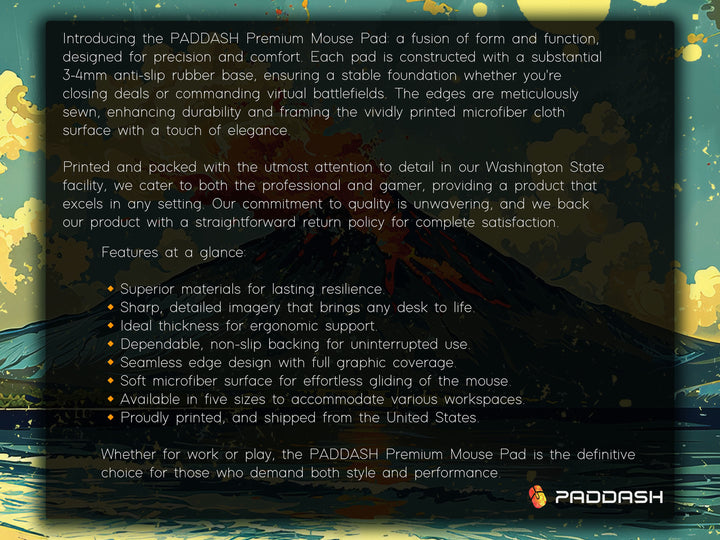 Tropic Eruption, Desk Pad, Mouse Pad, Desk Mat, Volcanic Majesty, Island Adventure, Dynamic Landscape