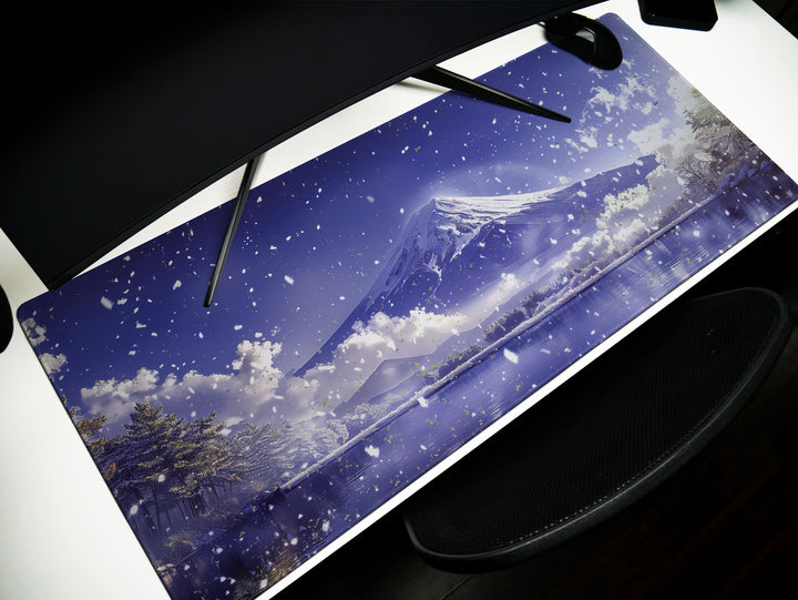Serene Landscapes Design 2, Desk Pad, Mouse Pad, Desk Mat, Majestic Mountain View, Tranquil Winter Scene