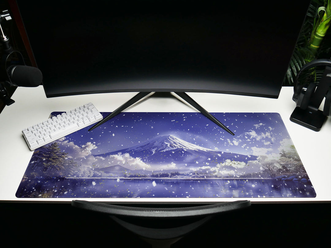 Serene Landscapes Design 2, Desk Pad, Mouse Pad, Desk Mat, Majestic Mountain View, Tranquil Winter Scene