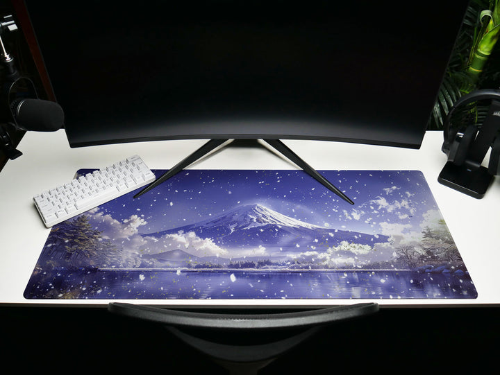 Serene Landscapes Design 2, Desk Pad, Mouse Pad, Desk Mat, Majestic Mountain View, Tranquil Winter Scene