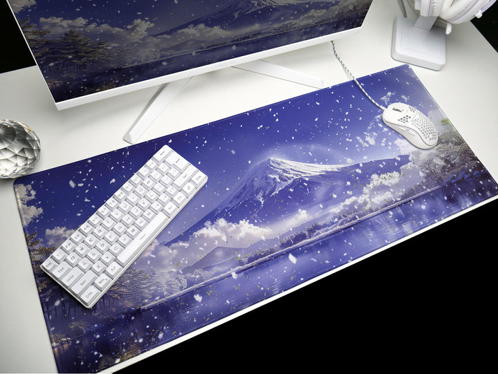 Serene Landscapes Design 2, Desk Pad, Mouse Pad, Desk Mat, Majestic Mountain View, Tranquil Winter Scene