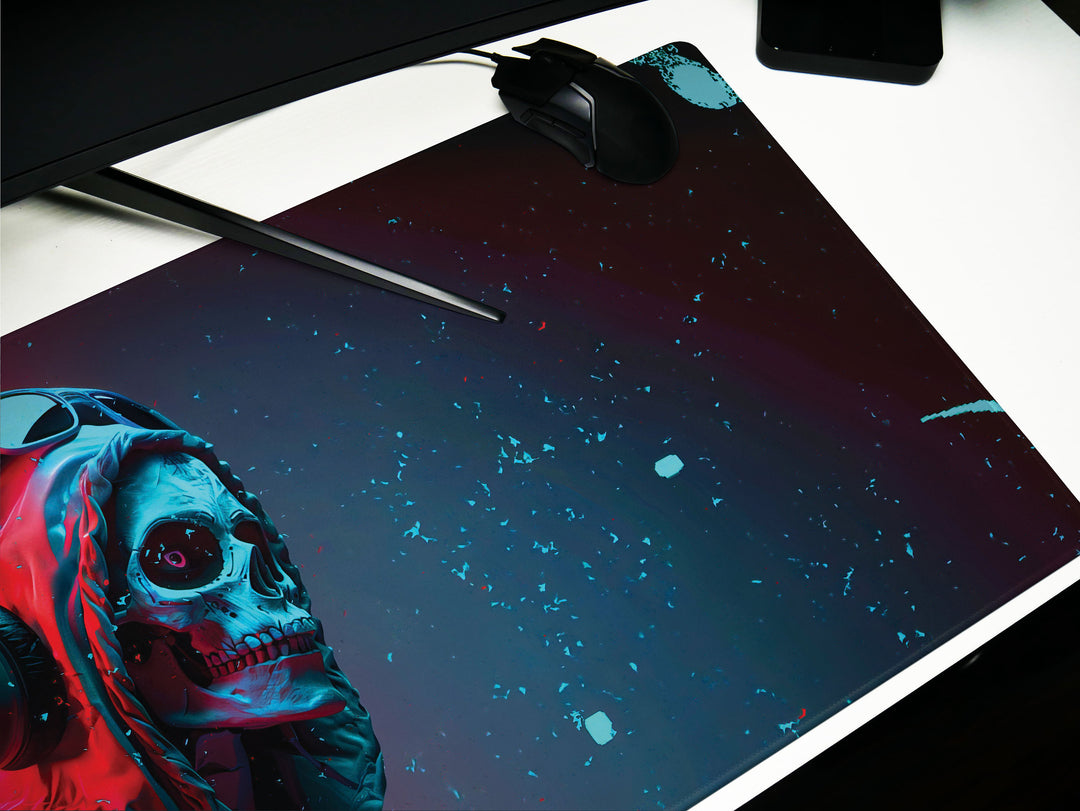 ElectroSkull Design 2, Desk Pad, Mouse Pad, Desk Mat, Cyber Beat, Neon Melody