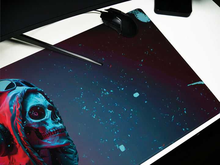ElectroSkull Design 2, Desk Pad, Mouse Pad, Desk Mat, Cyber Beat, Neon Melody