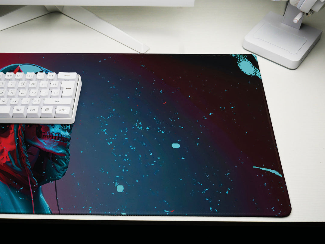 ElectroSkull Design 2, Desk Pad, Mouse Pad, Desk Mat, Cyber Beat, Neon Melody