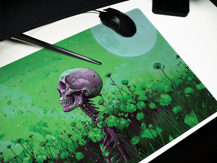 Floral Requiem Design 4, Desk Pad, Mouse Pad, Desk Mat, Verdant Reverie, Reflective Serenity, Enigmatic Workspace