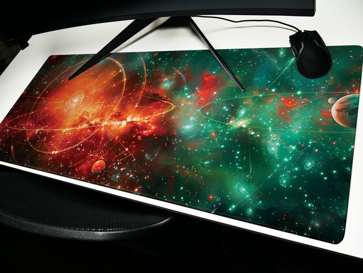 Cosmic Voyage Design 3, Desk Pad, Mouse Pad, Desk Mat, Galactic Grandeur, Celestial Choreography, Cosmic Canvas