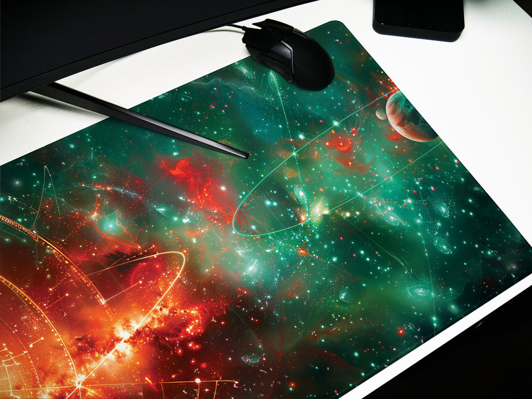 Cosmic Voyage Design 3, Desk Pad, Mouse Pad, Desk Mat, Galactic Grandeur, Celestial Choreography, Cosmic Canvas