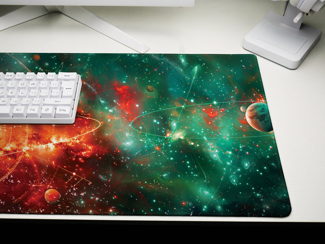 Cosmic Voyage Design 3, Desk Pad, Mouse Pad, Desk Mat, Galactic Grandeur, Celestial Choreography, Cosmic Canvas