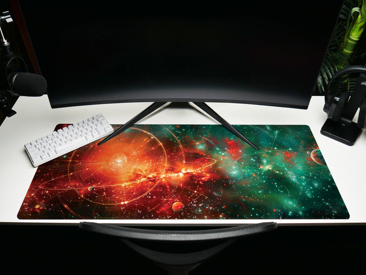 Cosmic Voyage Design 3, Desk Pad, Mouse Pad, Desk Mat, Galactic Grandeur, Celestial Choreography, Cosmic Canvas