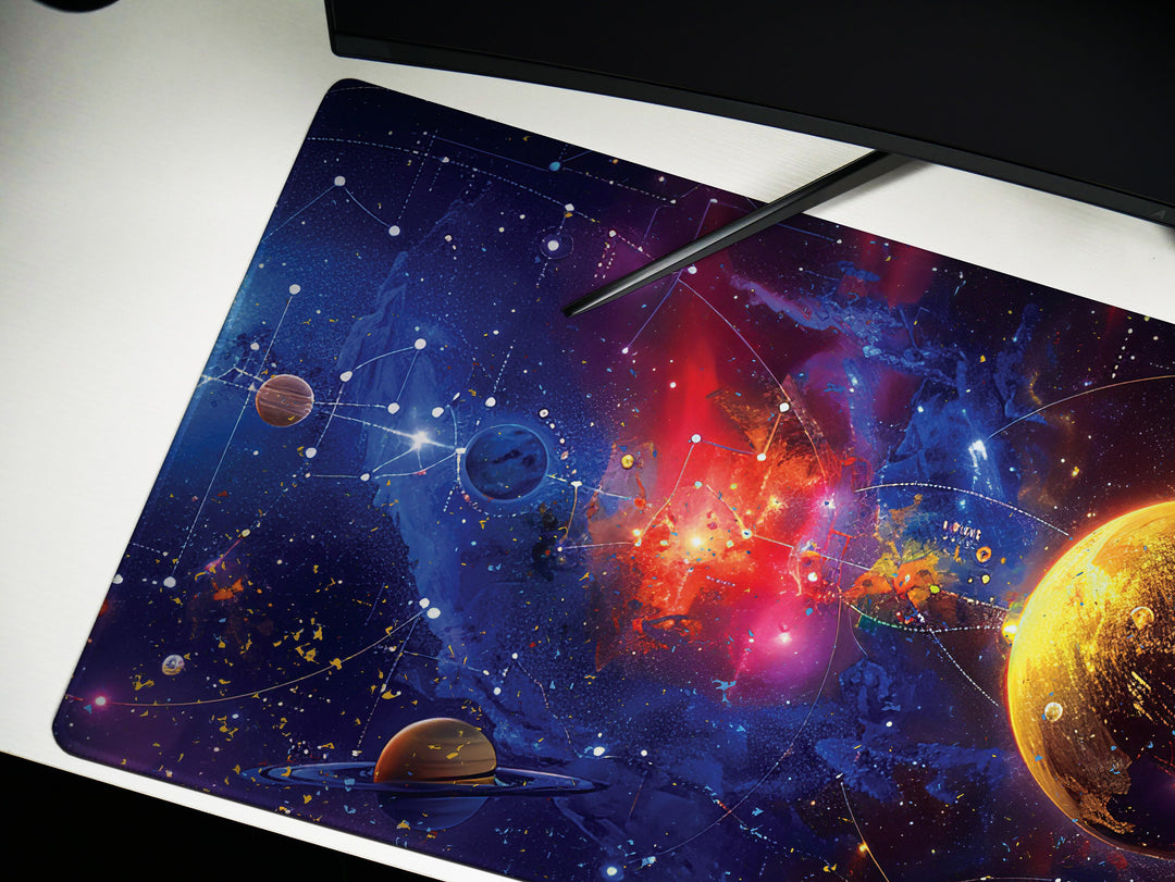Cosmic Voyage Design 4, Desk Pad, Mouse Pad, Desk Mat, Solar Majesty, Planetary Pathways, Orbital Elegance