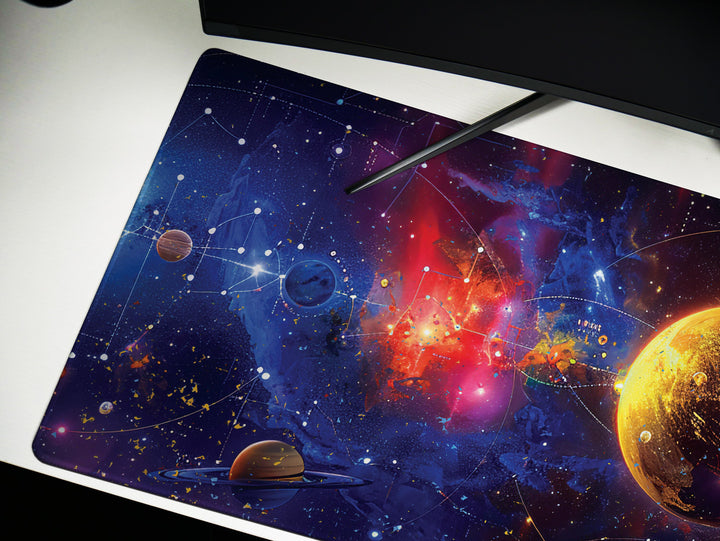 Cosmic Voyage Design 4, Desk Pad, Mouse Pad, Desk Mat, Solar Majesty, Planetary Pathways, Orbital Elegance