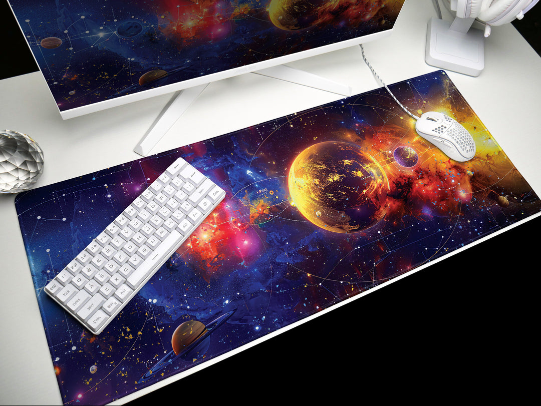 Cosmic Voyage Design 4, Desk Pad, Mouse Pad, Desk Mat, Solar Majesty, Planetary Pathways, Orbital Elegance