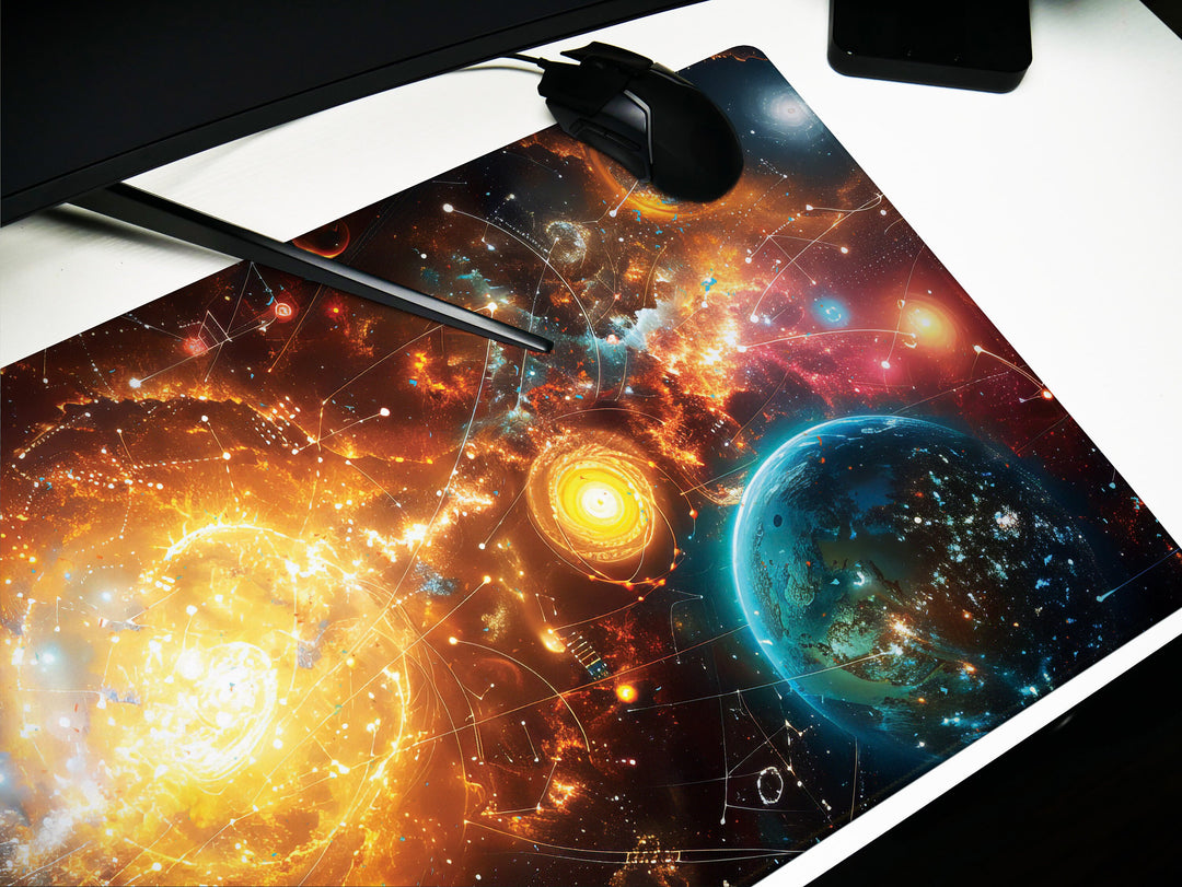 Cosmic Voyage Design 6, Desk Pad, Mouse Pad, Desk Mat, Stellar Nexus, Cosmic Convergence, Astronomical Nexus