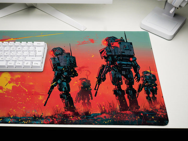 Celestial Mech Design 2, Desk Pad, Sunrise Mech Battalion, Dystopian Dawn, Robotic Vanguard