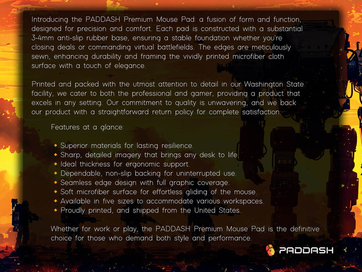 Celestial Mech Design 6, Desk Pad, Dusk Vanguard, Sunset Armada, Warrior's Silhouette