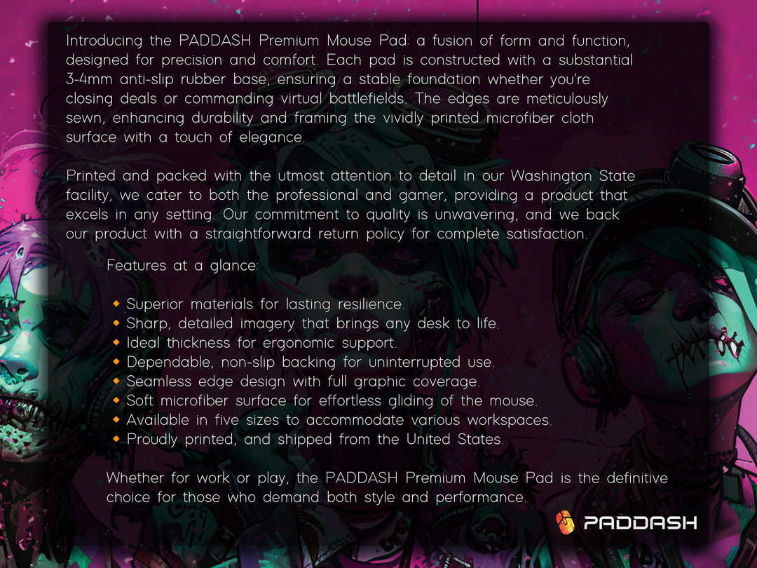 Cyber Vanguard Design 2, Desk Pad, Mouse Pad, Desk Mat, Punk Spectacle, Vibrant Rebellion, Neon Splatter
