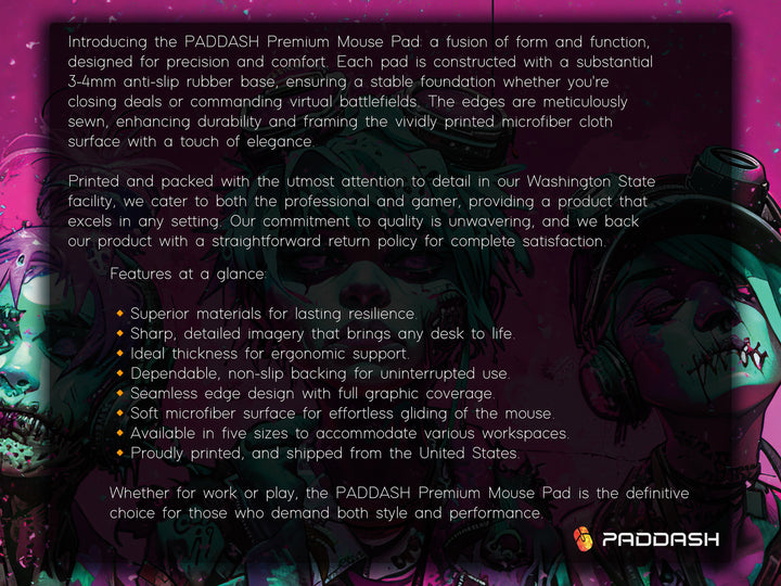 Cyber Vanguard Design 2, Desk Pad, Mouse Pad, Desk Mat, Punk Spectacle, Vibrant Rebellion, Neon Splatter