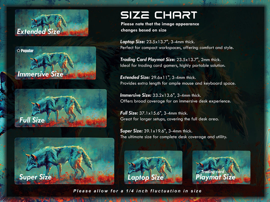 Lunar Howl Design 2, Desk Pad, Commanding Canine Fury, Wild Brushstrokes, Dynamic Energy Splash