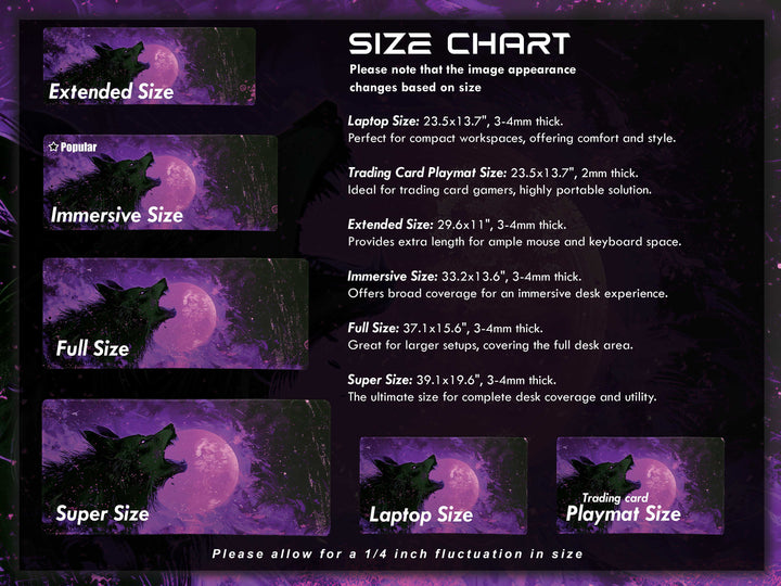 Lunar Howl Design 5, Desk Pad, Sapphire Stalker, Starry Wilderness, Electric Yellow Essence