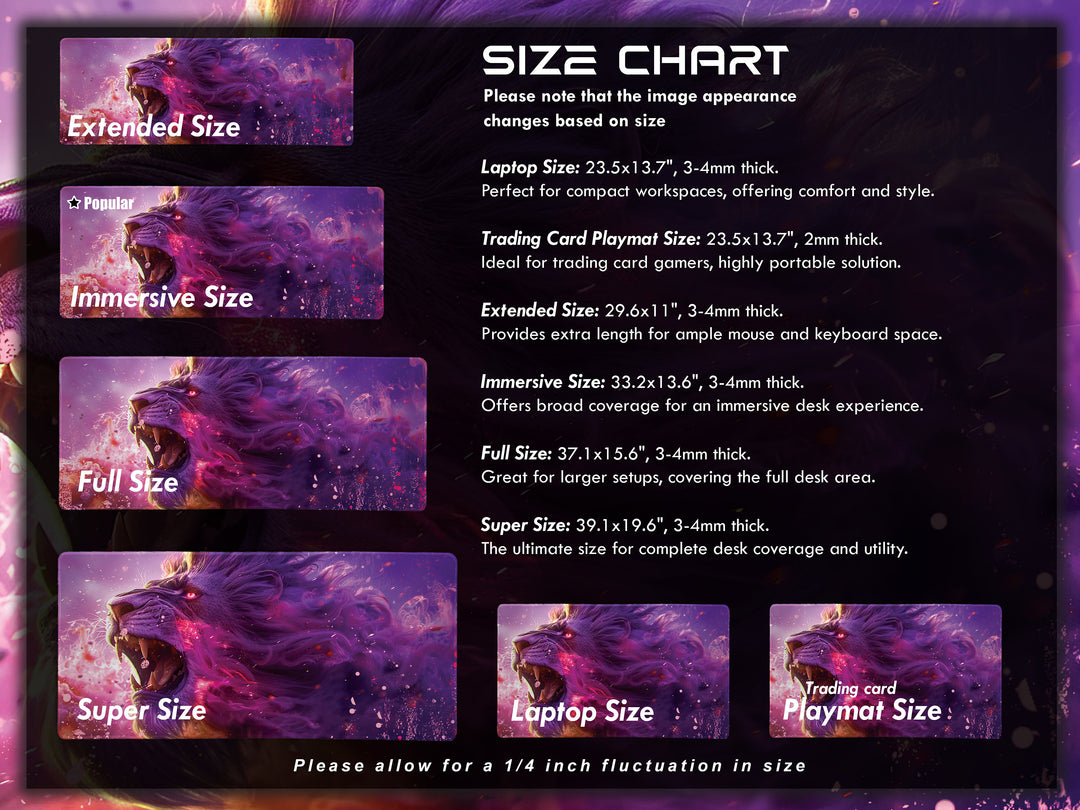 Majestic Roar Design 1, Desk Pad, Mouse Pad, Desk Mat, Ethereal Purple Essence, Fierce Creature Art