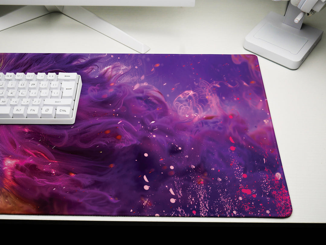 Majestic Roar Design 1, Desk Pad, Mouse Pad, Desk Mat, Ethereal Purple Essence, Fierce Creature Art