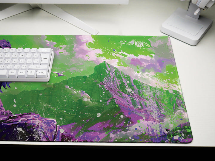 Majestic Roar Design 2, Desk Pad, Mouse Pad, Desk Mat, Regal Purple Majesty, Commanding Mountain King