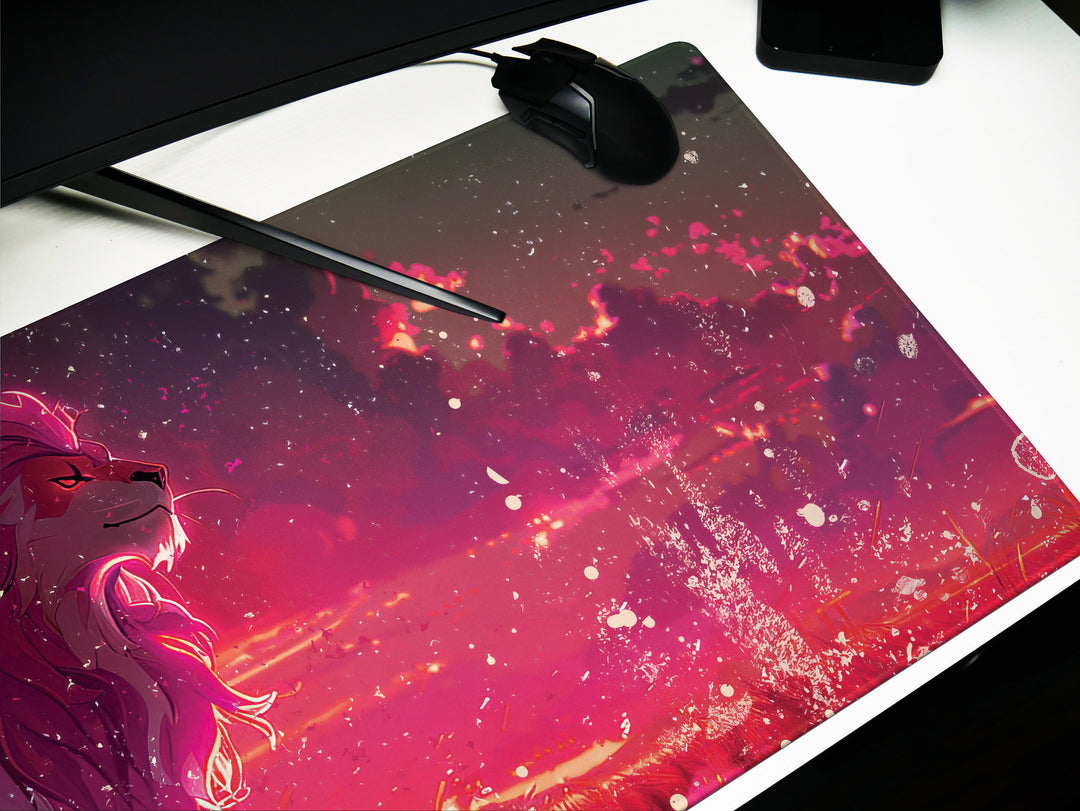 Majestic Roar Design 3, Desk Pad, Mouse Pad, Desk Mat, Crimson Dusk Sovereign, Twilight Majesty