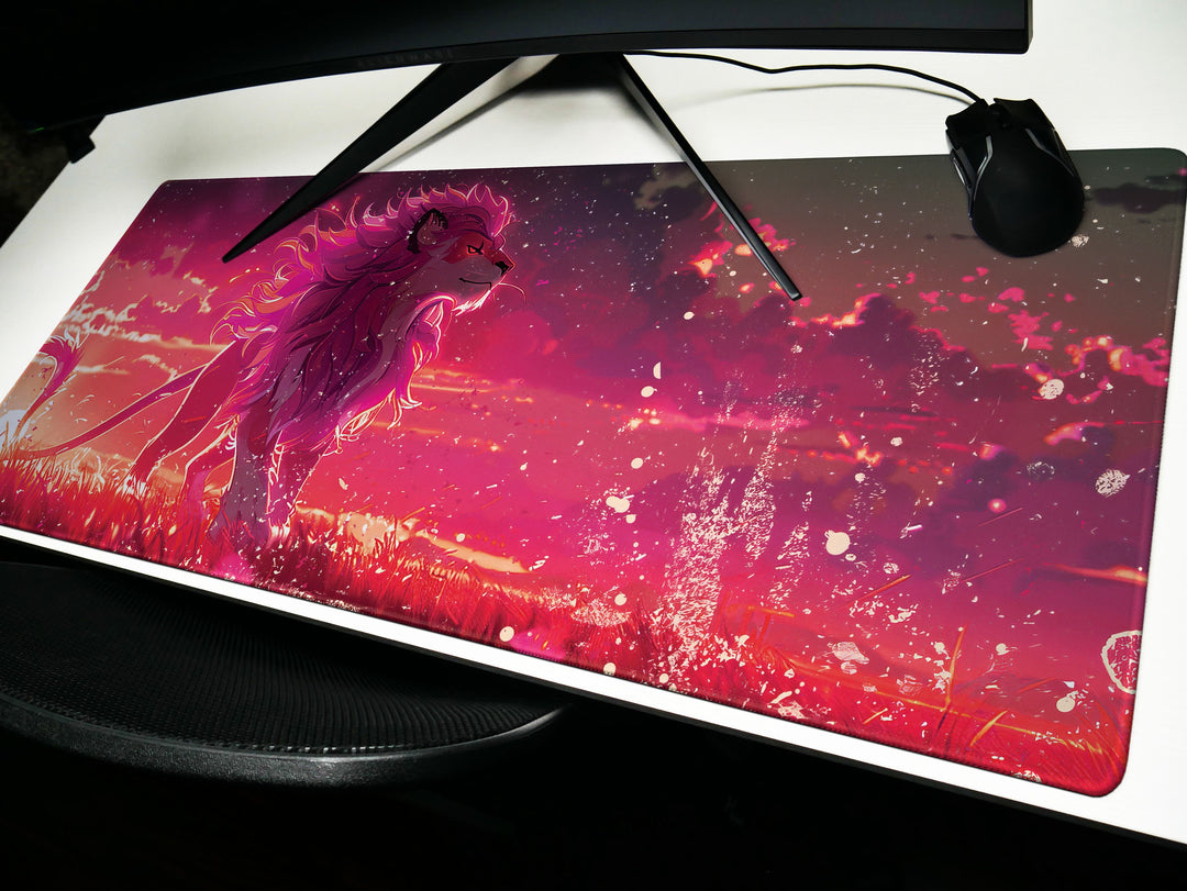 Majestic Roar Design 3, Desk Pad, Mouse Pad, Desk Mat, Crimson Dusk Sovereign, Twilight Majesty