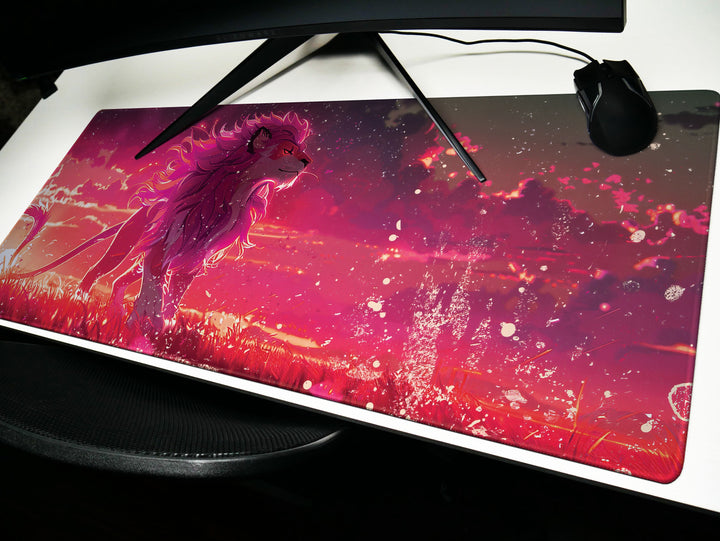 Majestic Roar Design 3, Desk Pad, Mouse Pad, Desk Mat, Crimson Dusk Sovereign, Twilight Majesty