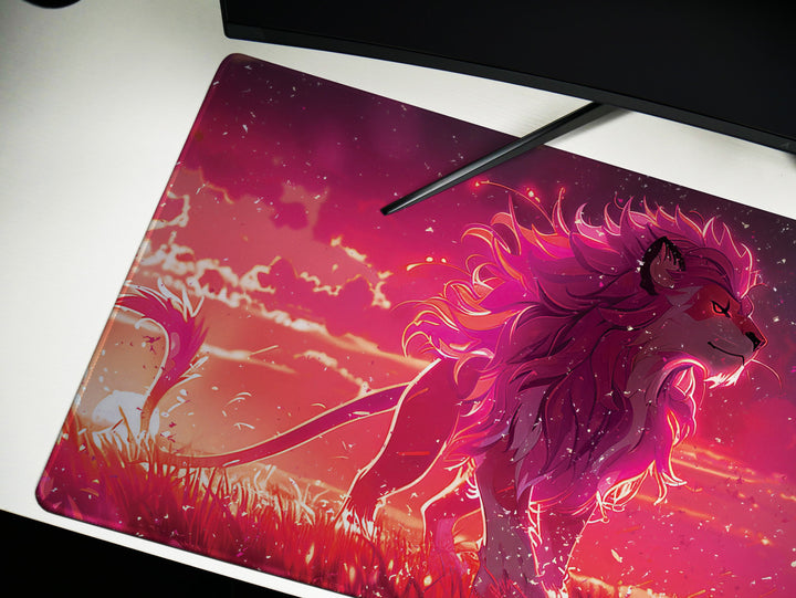 Majestic Roar Design 3, Desk Pad, Mouse Pad, Desk Mat, Crimson Dusk Sovereign, Twilight Majesty