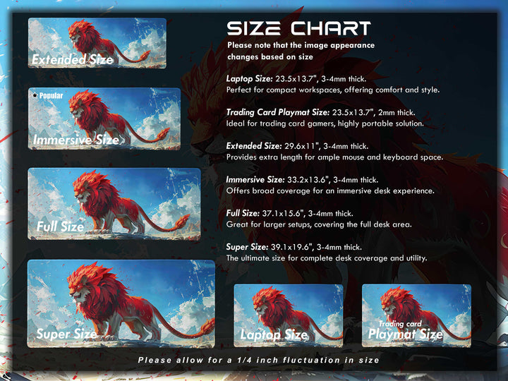 Majestic Roar Design 4, Desk Pad, Mouse Pad, Desk Mat, Alpine Blaze Monarch, Fiery Spirit Summit