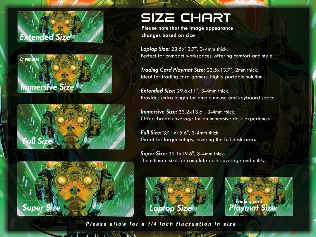 Cybernetic Vision Design 1, Desk Pad, Futuristic Tech, Dynamic Cyborg, Neon Green Overload, Wide Format, Gaming Glory