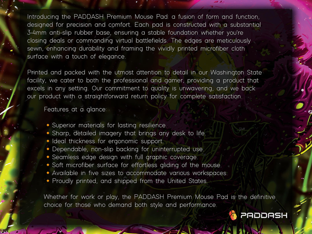 Cybernetic Vision Design 5, Desk Pad, Neon Jungle, Skull Spectacle, Vivid Imaginarium, Wide Format, Electric Enigma