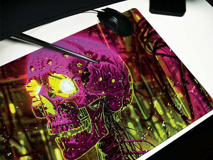 Cybernetic Vision Design 5, Desk Pad, Neon Jungle, Skull Spectacle, Vivid Imaginarium, Wide Format, Electric Enigma
