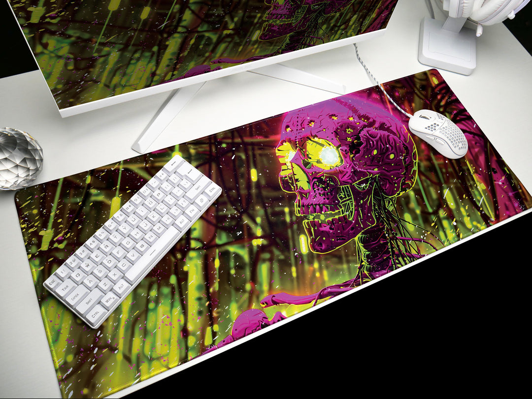 Cybernetic Vision Design 5, Desk Pad, Neon Jungle, Skull Spectacle, Vivid Imaginarium, Wide Format, Electric Enigma