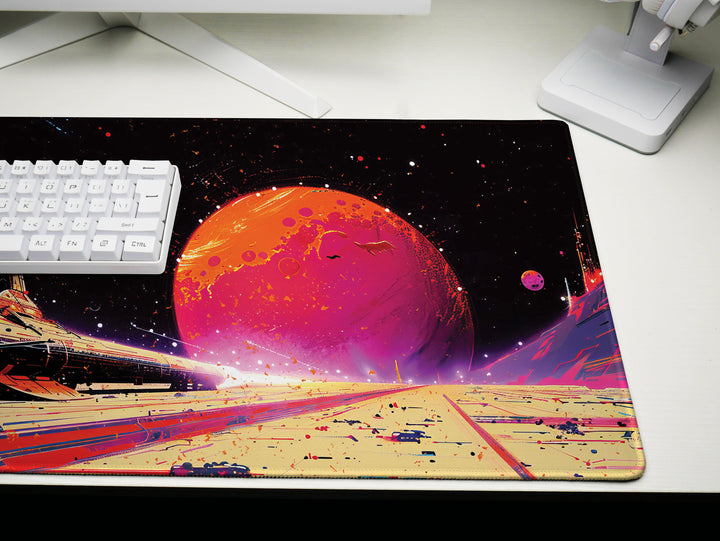 Astral Vantage Design 1, Desk Pad, Mouse Pad, Desk Mat, Galactic Runway, Sci-Fi Dreamscape