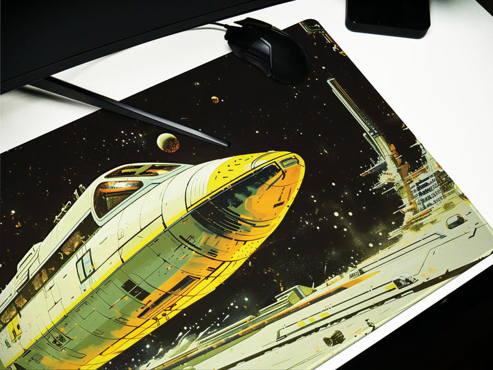Astral Vantage Design 4, Desk Pad, Mouse Pad, Desk Mat, Orbital Shuttle Launch, Deep Space Station