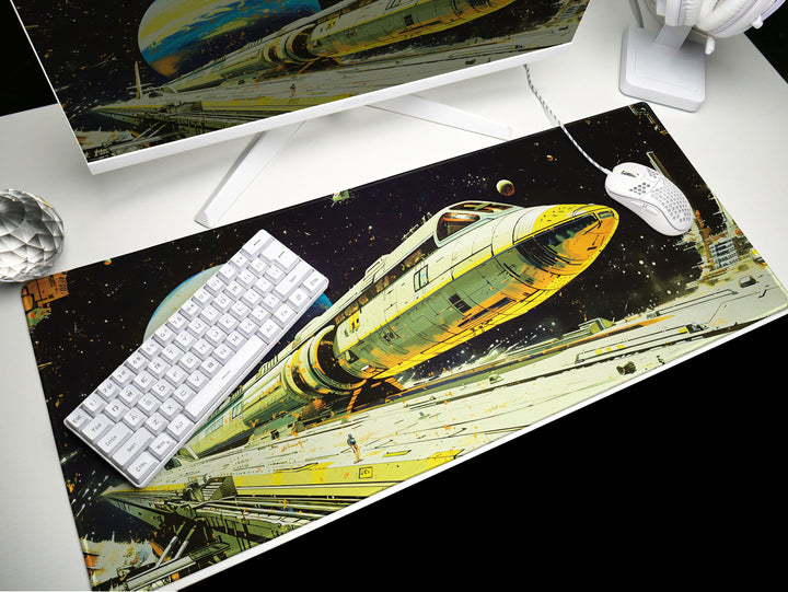 Astral Vantage Design 4, Desk Pad, Mouse Pad, Desk Mat, Orbital Shuttle Launch, Deep Space Station
