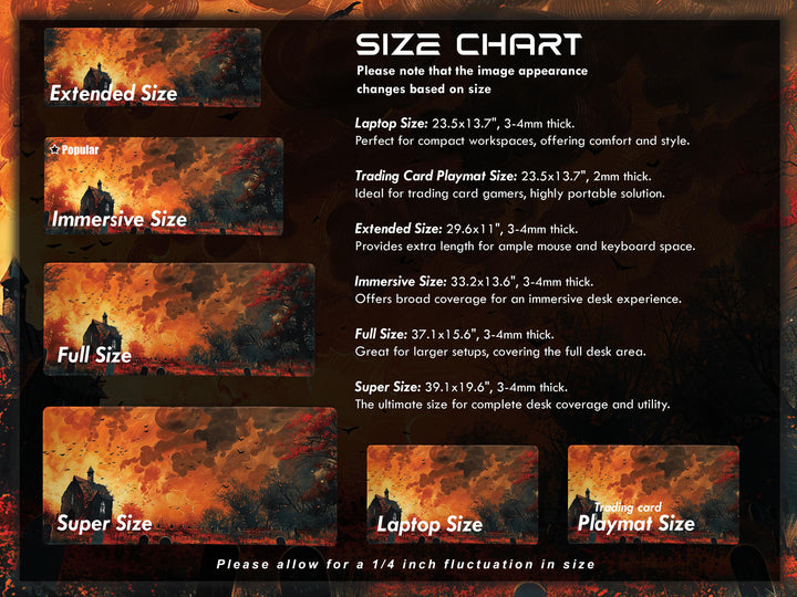 Sanguine Dusk Design 1, Desk Pad, Mouse Pad, Desk Mat, Eerie Churchyard, Autumn Blaze