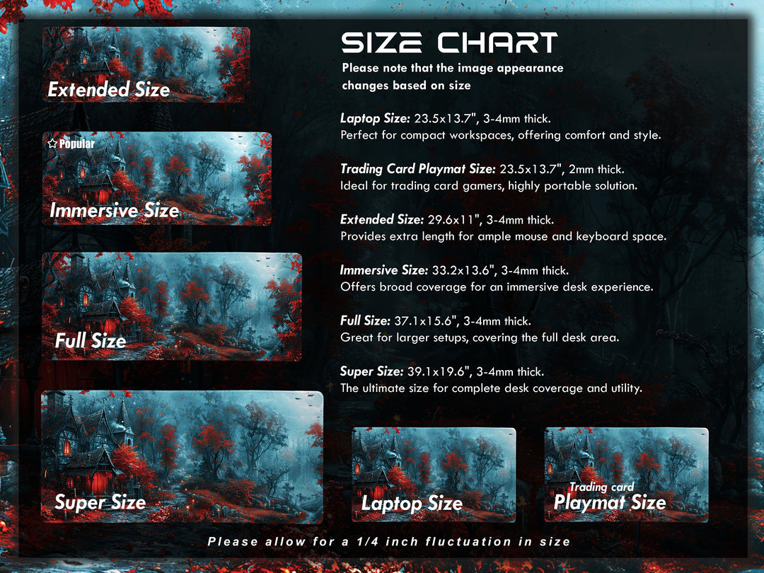 Sanguine Dusk Design 3, Desk Pad, Mouse Pad, Desk Mat, Crimson Enchantment, Forest Whispers