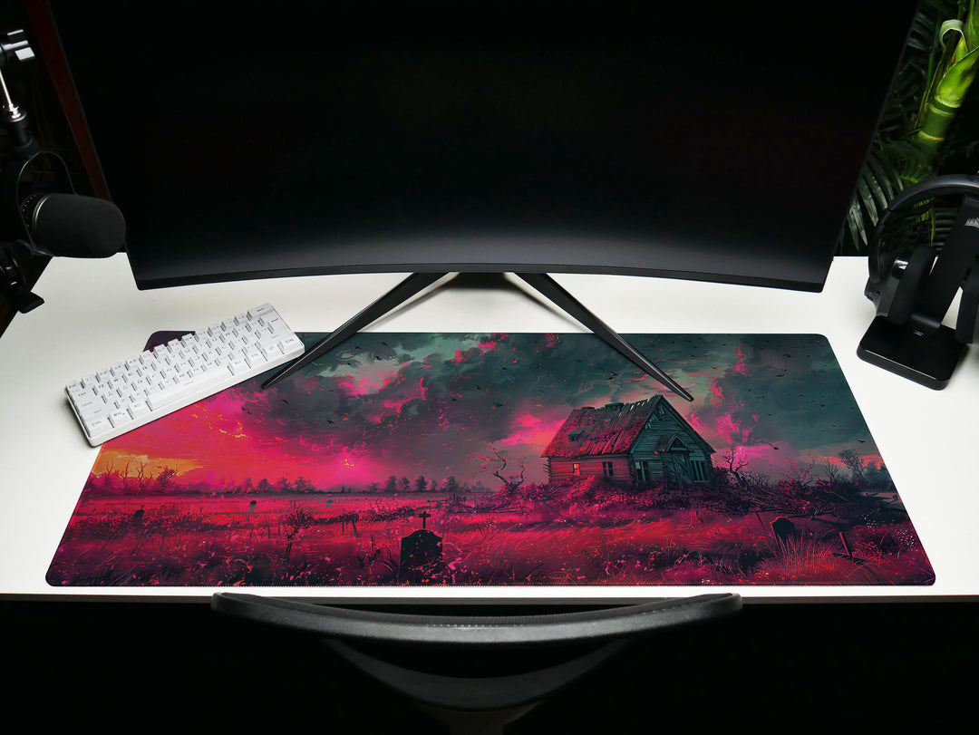 Sanguine Dusk Design 4, Desk Pad, Mouse Pad, Desk Mat, Twilight Serenity, Crimson Haven