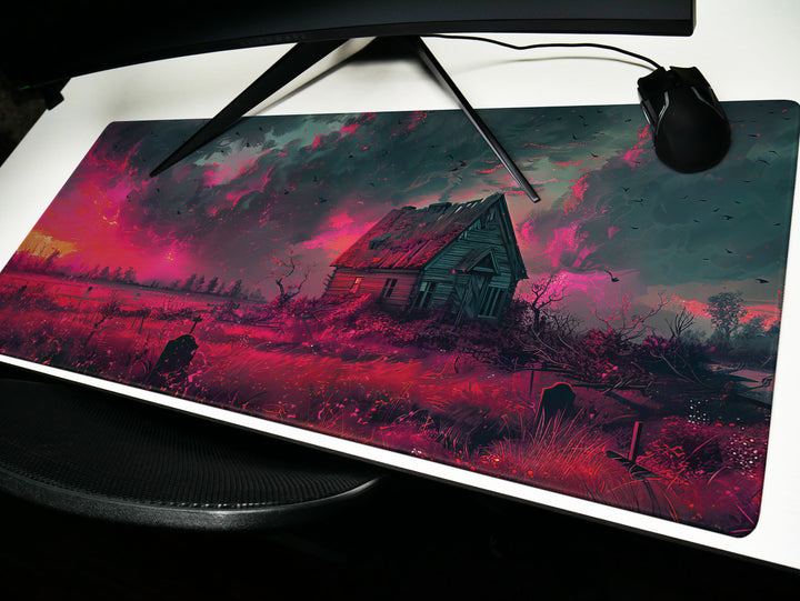 Sanguine Dusk Design 4, Desk Pad, Mouse Pad, Desk Mat, Twilight Serenity, Crimson Haven
