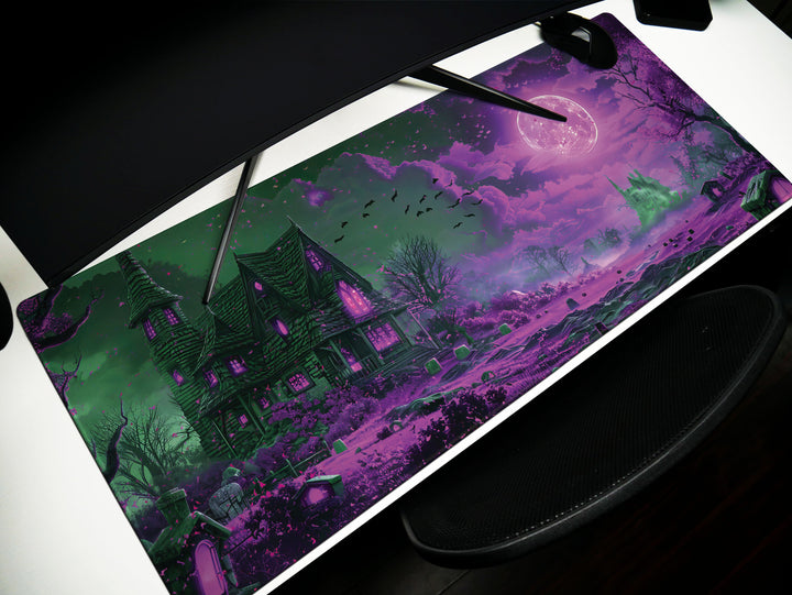 Sanguine Dusk Design 6, Desk Pad, Mouse Pad, Desk Mat, Lunar Mystique, Violet Dreams