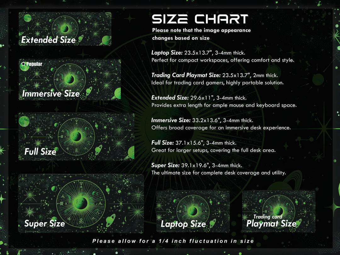 Cosmic Cartography Design 2, Desk Pad, Mouse Pad, Desk Mat, Luminous Astrology, Galactic Green