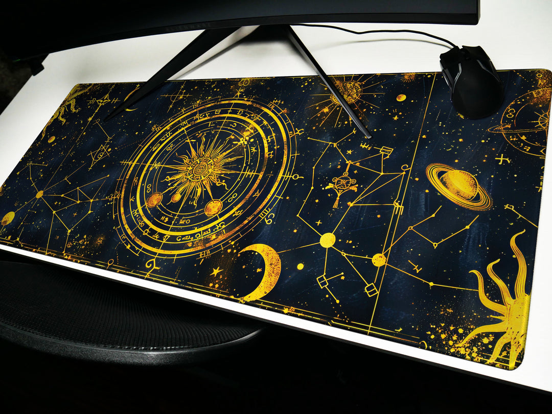 Cosmic Cartography Design 1, Desk Pad, Mouse Pad, Desk Mat, Celestial Navigation, Starry Elegance