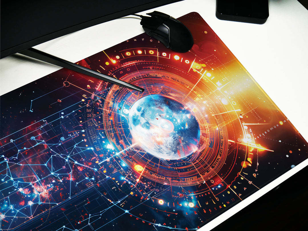 Cosmic Cartography Design 3, Desk Pad, Mouse Pad, Desk Mat, Stellar Fusion, Cosmic Network